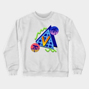 Initial Letter V - 80s Synth Crewneck Sweatshirt